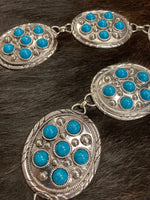 Wholesale Accessories Women’s belts Silver Concho Belt with Blue Western Stones