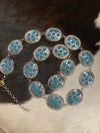 Wholesale Accessories Women’s belts Silver Concho Belt with Blue Western Stones